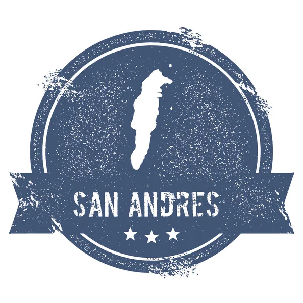 San Andres logo işareti seyahat lastik damga adı ve ada vektör çizim Can Haritası
