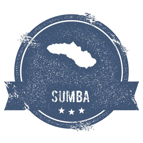 Signo de logotipo de Sumba Sello de goma de viaje con el nombre y el mapa de la ilustración del vector de la isla Puede ser — Vector de stock