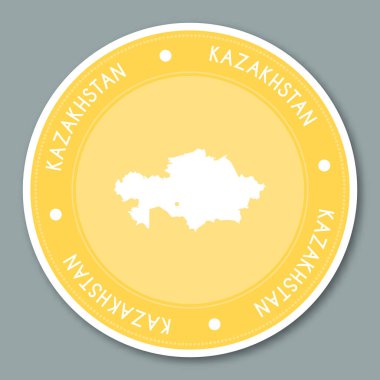 Kazakistan etiketi düz etiket tasarım yurtsever ülke Haritası etikel ülke etiket vektör yuvarlak