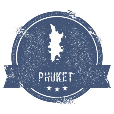 Phuket logo işareti seyahat lastik damga adı ve ada vektör çizim Haritası olabilir
