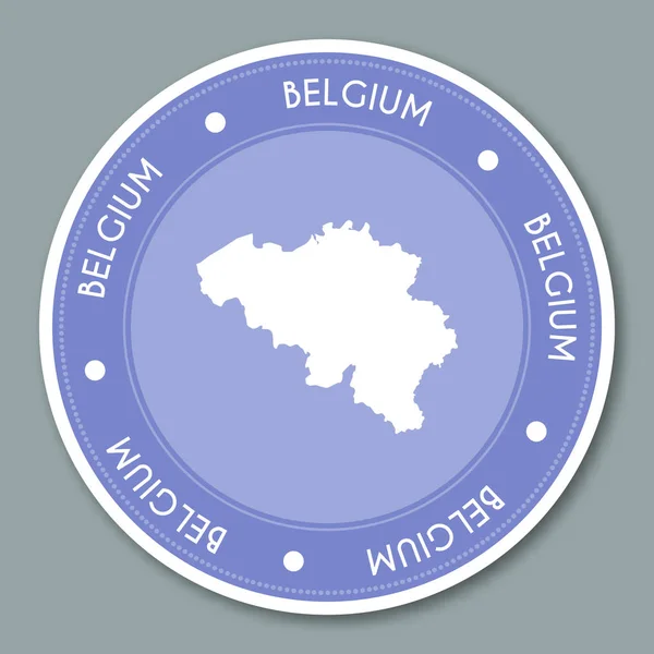 Βέλγιο ετικέτα επίπεδη αυτοκόλλητο σχέδιο χάρτη της χώρας πατριωτικό στρογγυλή lable χώρα αυτοκόλλητο διάνυσμα — Διανυσματικό Αρχείο