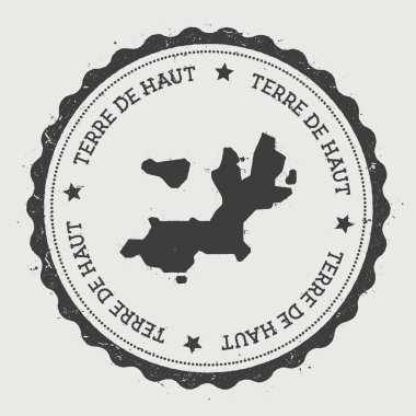 Terredehaut Adası etiket Hipster yuvarlak lastik damgası ile ada harita Vintage pasaport işaretiyle