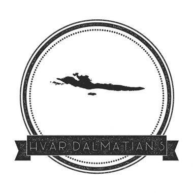 Hvar Dalmaçyalı Adaları harita damga Retro sıkıntılı Insignia Hipster rozeti metin afiş ile yuvarlak