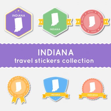 Indiana devlet harita ve adı düz malzeme çıkartma koleksiyonu büyük çıkartmaları kümesi bizimle seyahat
