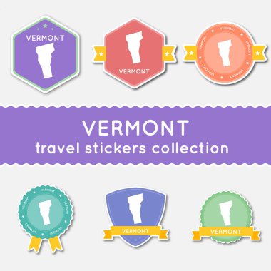Vermont Eyalet harita ve adı düz malzeme çıkartma koleksiyonu büyük çıkartmaları kümesi bizimle seyahat
