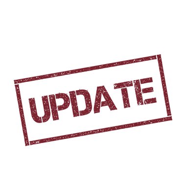 Metin üzerinde beyaz arka plan vektör izole ile dikdörtgen damga dokulu kırmızı mühür güncelleme