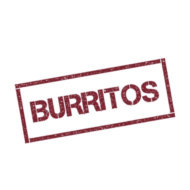 Burrito dikdörtgen beyaz arka plan vektör izole metin ile dokulu kırmızı mühür damgası