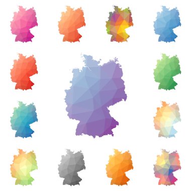 Almanya geometrik poligonal mozaik tarzı koleksiyon parlak soyut mozaik düşük Poli haritalar