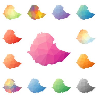 Etiyopya geometrik poligonal mozaik tarzı koleksiyon parlak soyut mozaik düşük Poli haritalar