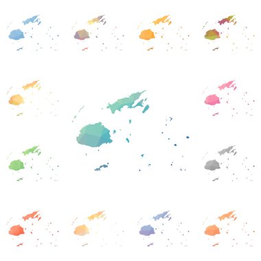 Fiji geometrik poligonal mozaik tarzı koleksiyon parlak soyut mozaik düşük Poli haritalar