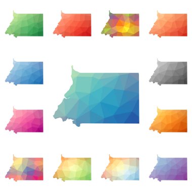 Ekvator Ginesi geometrik poligonal mozaik tarzı koleksiyon parlak soyut mozaik haritalar
