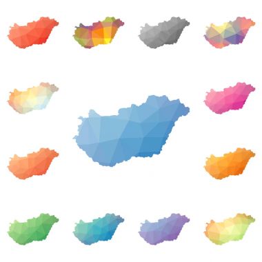 Macaristan geometrik poligonal mozaik tarzı koleksiyon parlak soyut mozaik düşük Poli haritalar