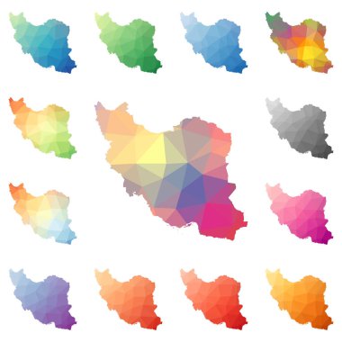 Iran geometrik poligonal mozaik tarzı koleksiyon parlak soyut mozaik düşük Poli haritalar