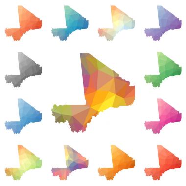 Mali geometrik poligonal mozaik tarzı koleksiyon parlak soyut mozaik düşük Poli haritalar