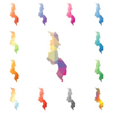 Malavi geometrik poligonal mozaik tarzı koleksiyon parlak soyut mozaik düşük Poli haritalar