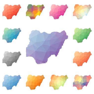 Nijerya geometrik poligonal mozaik tarzı koleksiyon parlak soyut mozaik düşük Poli haritalar