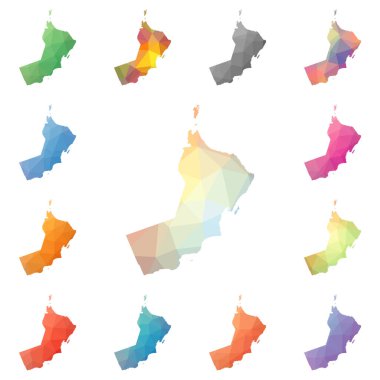 Umman geometrik poligonal mozaik tarzı koleksiyon parlak soyut mozaik düşük Poli haritalar