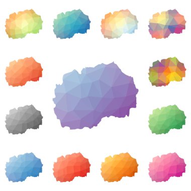 Makedonya geometrik poligonal mozaik tarzı koleksiyon parlak soyut mozaik düşük Poli haritalar