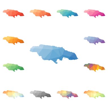 Jamaika geometrik poligonal mozaik tarzı koleksiyon parlak soyut mozaik düşük Poli haritalar