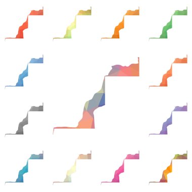 Batı Sahra geometrik poligonal mozaik tarzı koleksiyon parlak soyut mozaik düşük haritalar