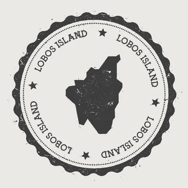 Etiqueta engomada Isla Lobos Hipster ronda sello de goma con el mapa de la isla — Vector de stock