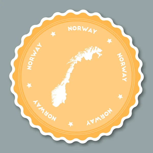 Норвежская наклейка плоский дизайн Круглый плоский стиль значки модных цветов с картой страны и названием — стоковый вектор