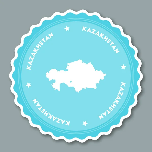 哈萨克斯坦贴纸平面设计圆平面样式徽章时尚的颜色与全国地图和名称 — 图库矢量图片