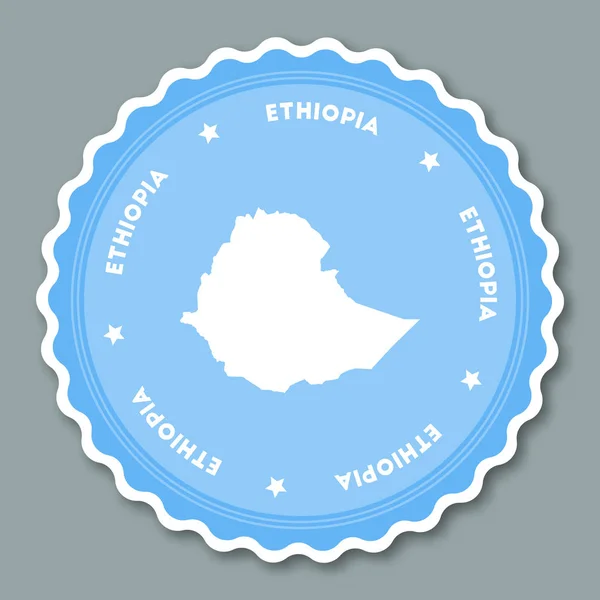 에티오피아 스티커 플랫 디자인 이름 국가 지도와 최신 유행 색상의 라운드 플랫 스타일 배지 — 스톡 벡터