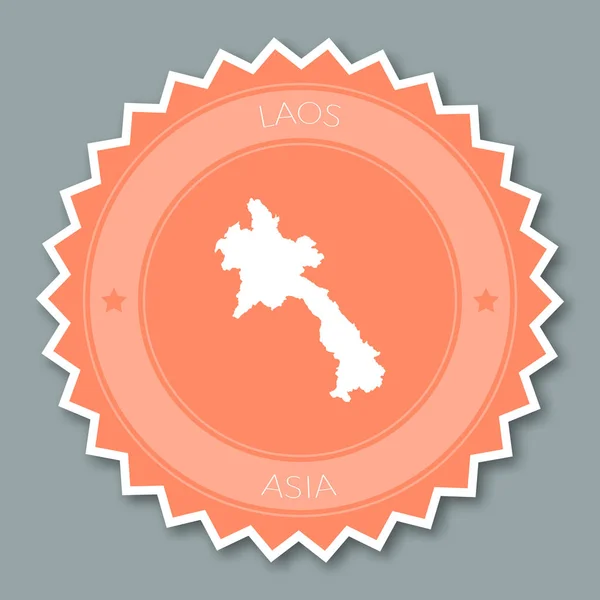 Lao Pueblos República Democrática insignia diseño plano redondo estilo plano etiqueta engomada de colores de moda con — Vector de stock