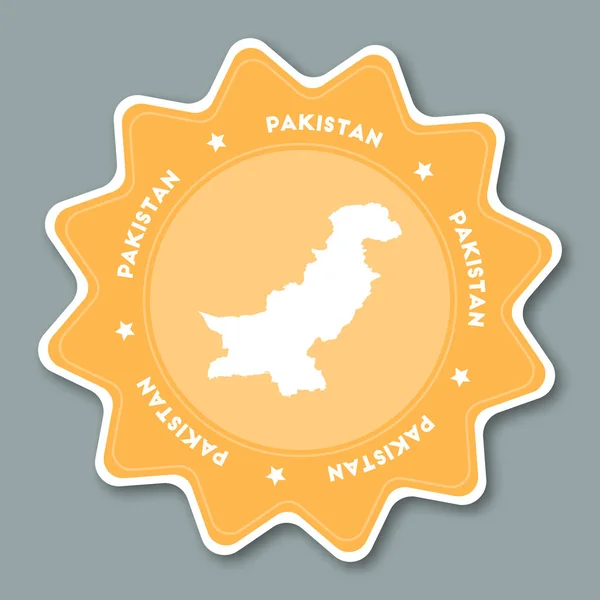 Nálepka mapa Pákistánu v trendy barvy ve tvaru hvězdy cestovní štítek s názvem země a může být mapa — Stockový vektor