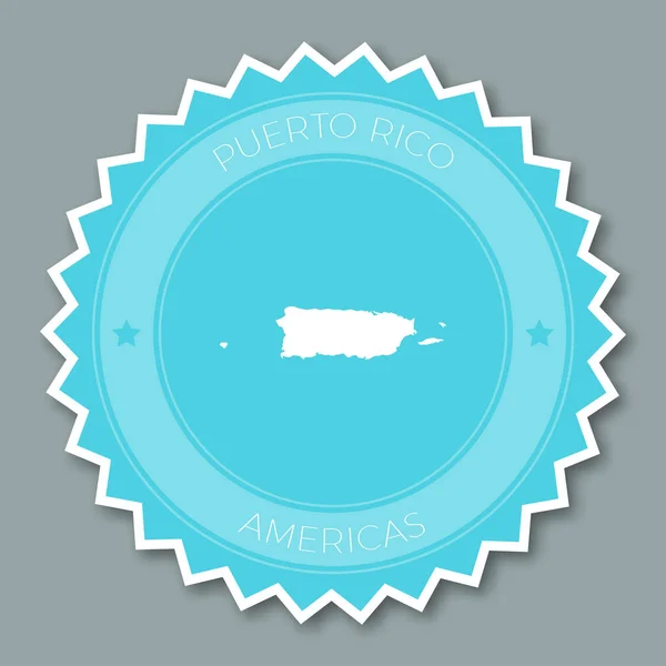 푸에 르 토 리코 배지 플랫 디자인 이름 국가 지도와 최신 유행 색상의 라운드 플랫 스타일 스티커 — 스톡 벡터