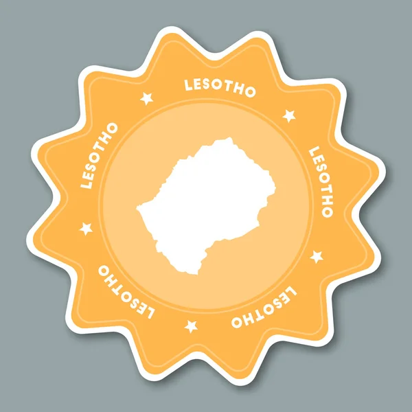 Lesotho map sticker in trendy colors Star shaped travel sticker with country name and map Can be — Stock Vector