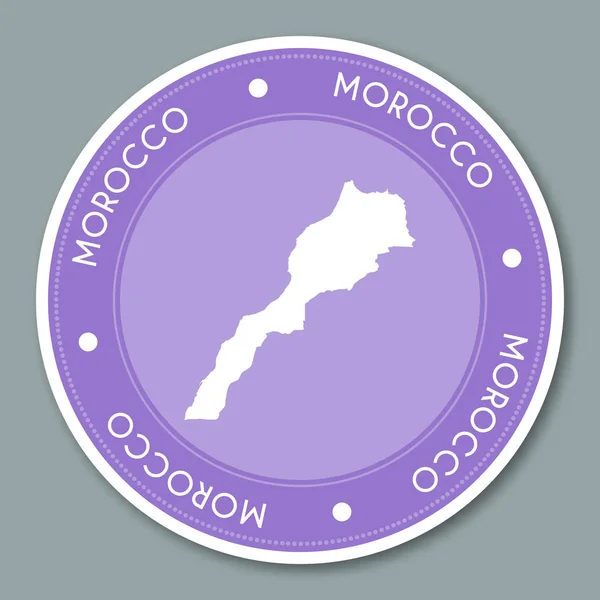 Morocco label flat sticker design Patriotic country map round lable Country sticker vector — Stock Vector
