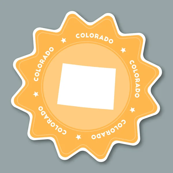 Colorado map sticker in trendy colors Travel sticker with US state name and map Can be used as — Stock Vector