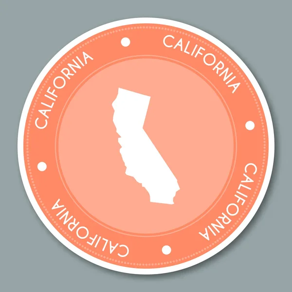 California etiket düz etiket tasarımını vatansever bize devlet harita yuvarlak etikel rozet vektör yuvarlak — Stok Vektör