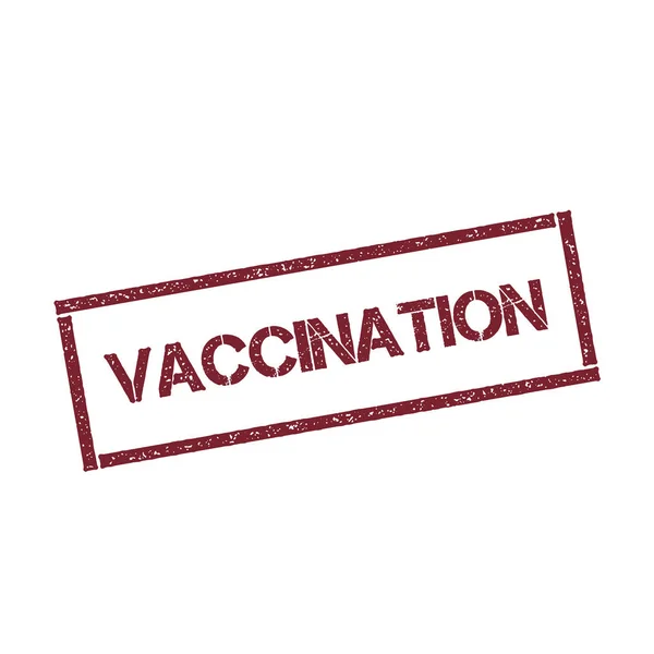 Impfung rechteckigen Stempel strukturiert rotes Siegel mit Text isoliert auf weißem Hintergrund Vektor — Stockvektor