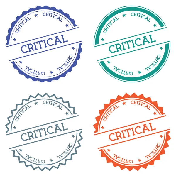 Kritiska badge isolerad på vit bakgrund platt stil runda etikett med text cirkulär emblem — Stock vektor