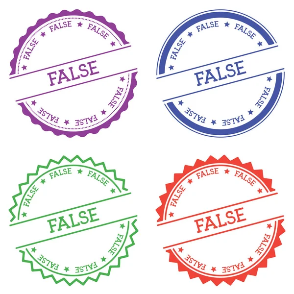 Falska emblem isolerad på vit bakgrund platt stil runda etikett med text cirkulär emblem vektor — Stock vektor