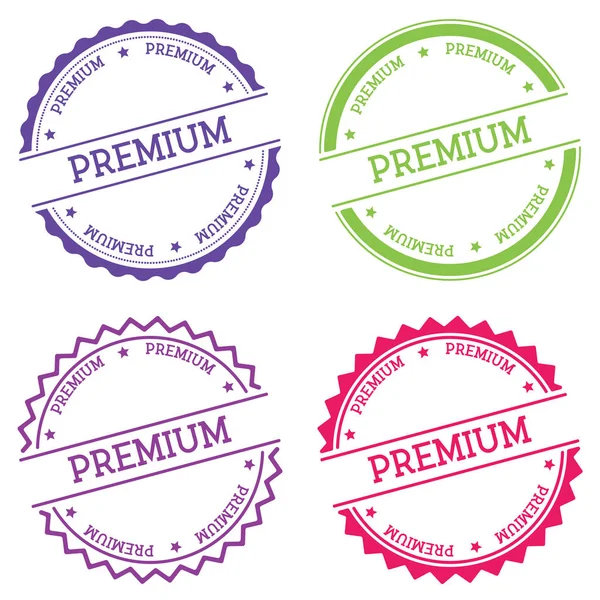 Insignia premium aislada sobre fondo blanco Etiqueta redonda de estilo plano con texto Vector de emblema circular — Archivo Imágenes Vectoriales