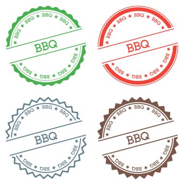 Düz beyaz arka plan üzerinde izole Barbekü rozet stil etiketi ile metin dairesel amblemi vektör yuvarlak