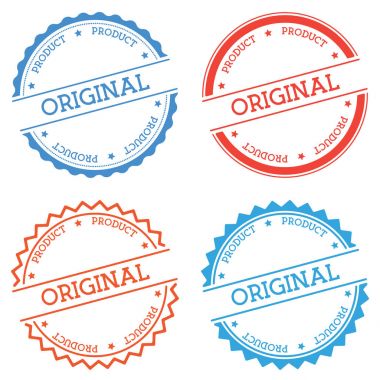 Düz beyaz arka plan üzerinde izole orijinal ürün rozet stil yuvarlak etiket metin daire ile