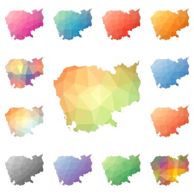 Kamboçya geometrik poligonal mozaik tarzı koleksiyon parlak soyut mozaik düşük Poli haritalar