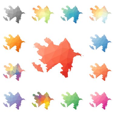 Azerbaycan geometrik poligonal mozaik tarzı koleksiyon parlak soyut mozaik düşük Poli haritalar