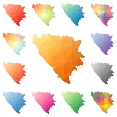 Bosna geometrik poligonal mozaik tarzı koleksiyon parlak soyut mozaik düşük Poli haritalar