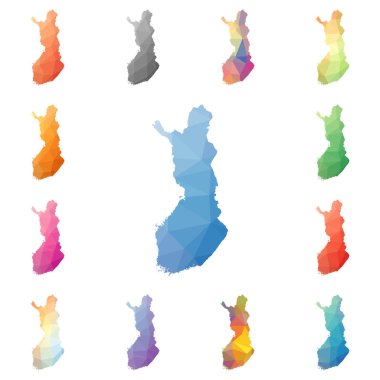 Finlandiya geometrik poligonal mozaik tarzı koleksiyon parlak soyut mozaik düşük Poli haritalar