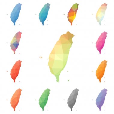 Tayvan geometrik poligonal mozaik tarzı koleksiyon parlak soyut mozaik düşük Poli haritalar