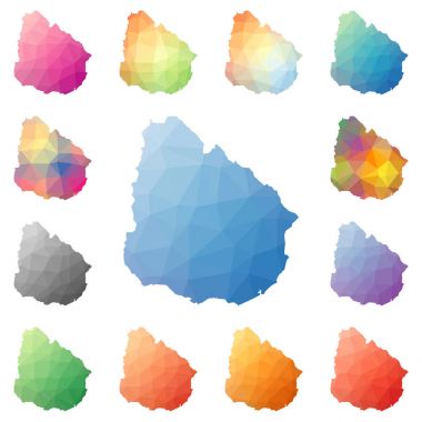 Uruguay geometrik poligonal mozaik tarzı koleksiyon parlak soyut mozaik düşük Poli haritalar