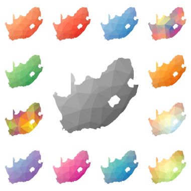 Güney Afrika köşeli geometrik mozaik tarzı koleksiyon parlak soyut mozaik düşük haritalar