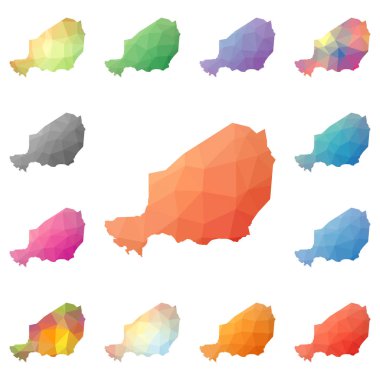 Nijer geometrik poligonal mozaik tarzı koleksiyon parlak soyut mozaik düşük Poli haritalar