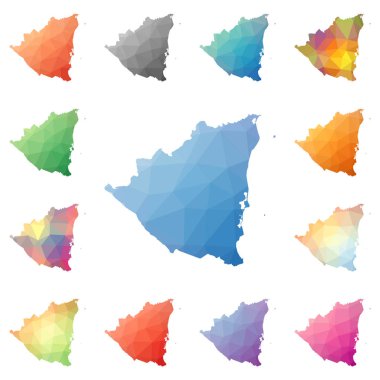 Nikaragua geometrik poligonal mozaik tarzı koleksiyon parlak soyut mozaik düşük Poli haritalar